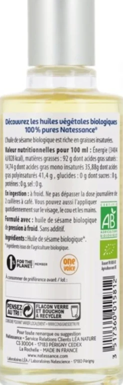 Olio di Sesamo Biologico, 100 ml