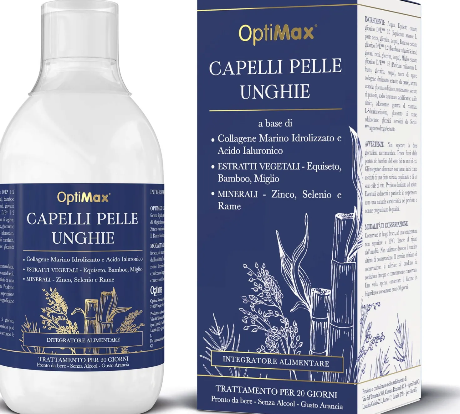 Optimax Integratore Alimentare Capelli Pelle Unghie, 500 ml