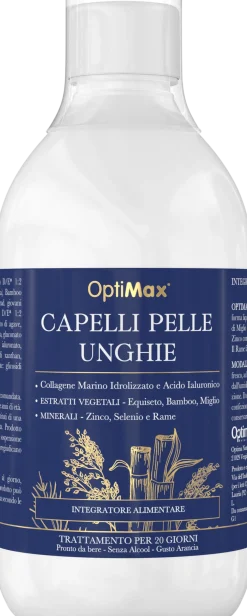 Optimax Integratore Alimentare Capelli Pelle Unghie, 500 ml