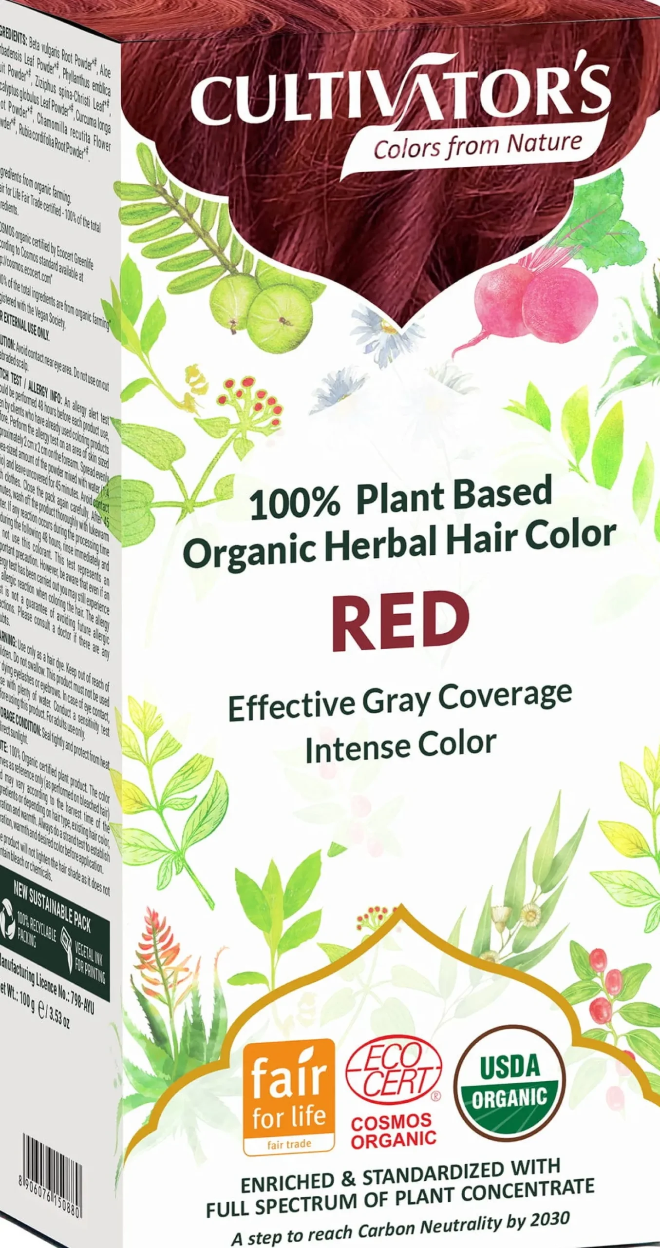 Organic Herbal Hair Color Red, 100 g