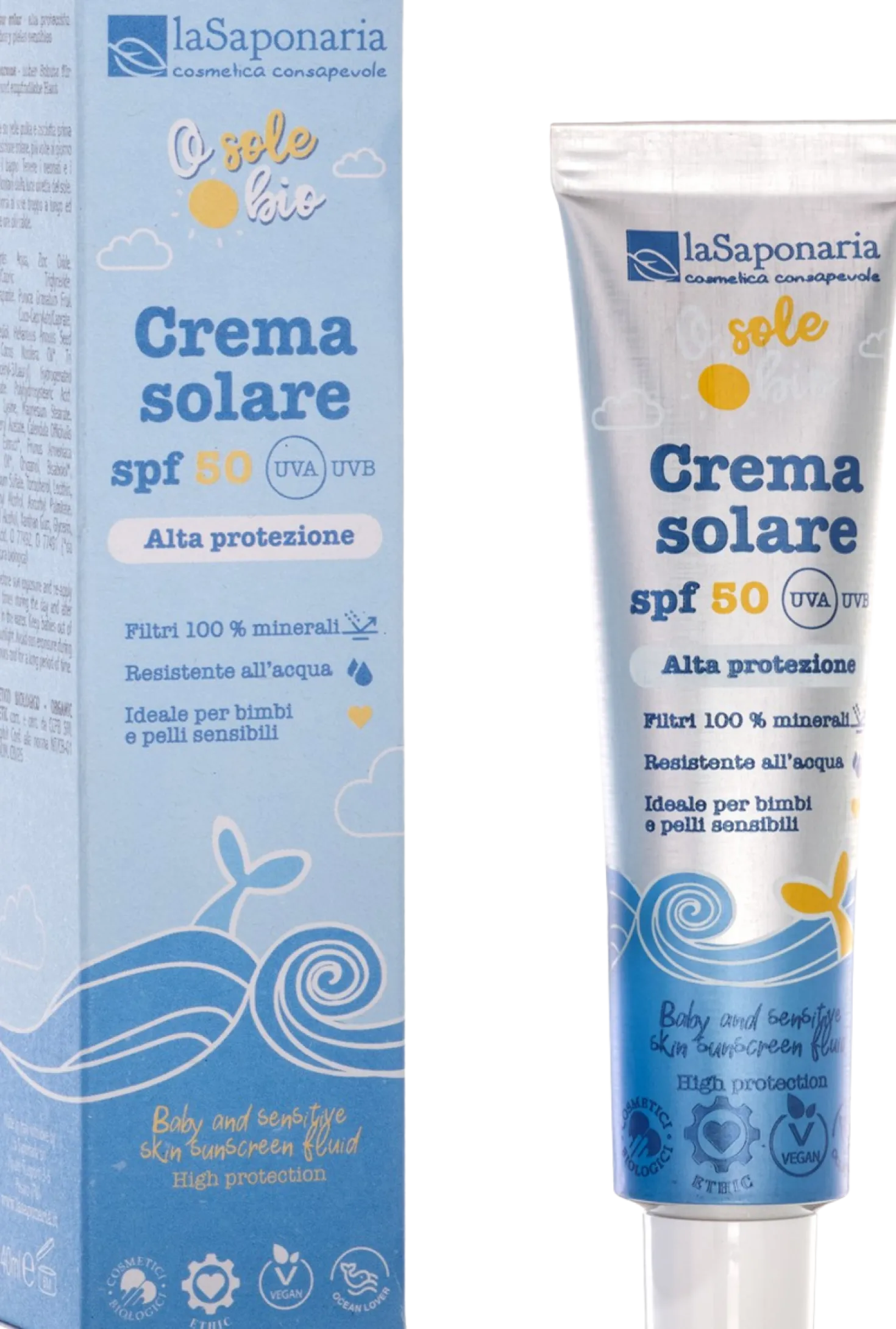 osolebio Crema Solare SPF50 - Bimbi e Pelli Sensibili, 40 ml
