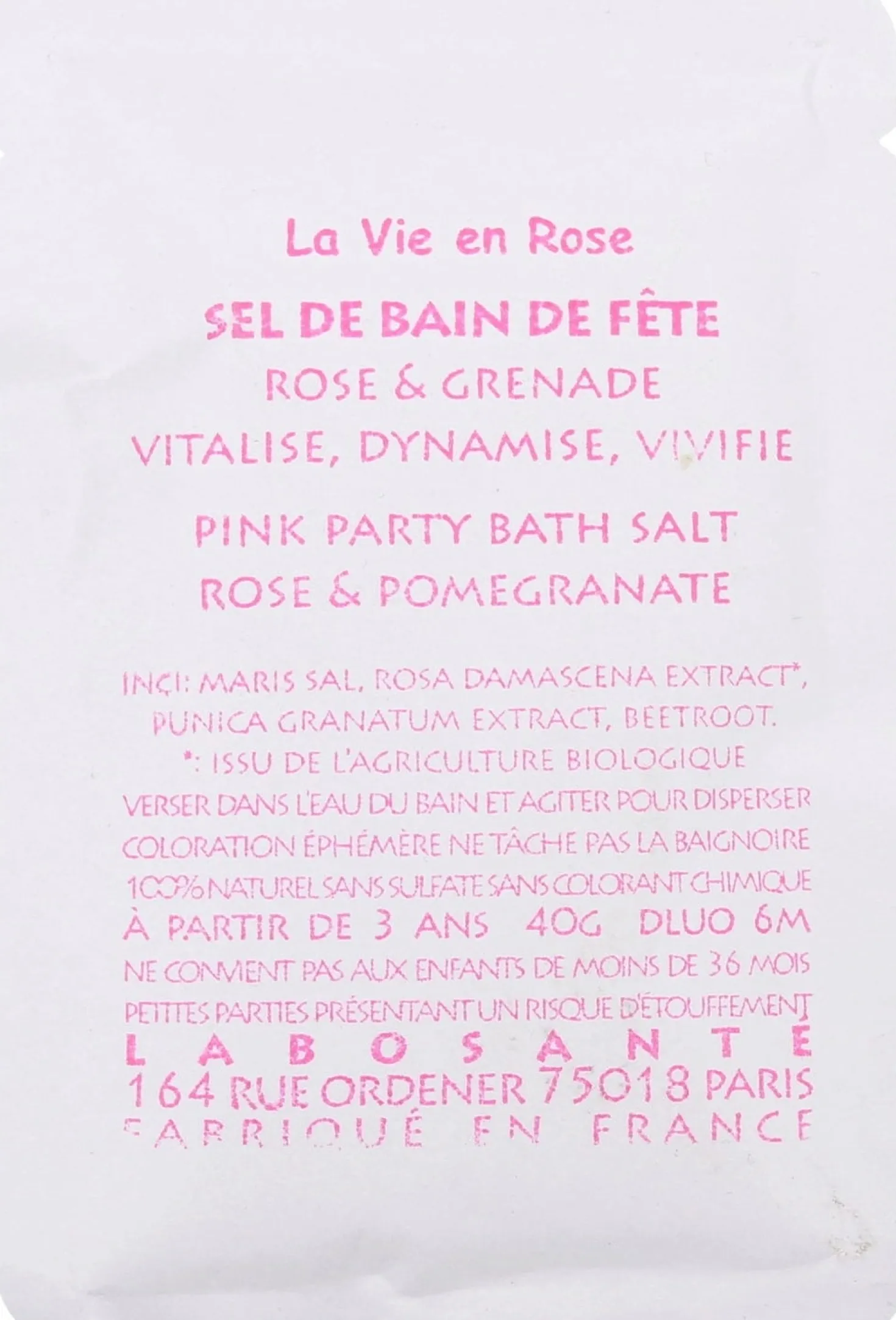 Pink Party Bath Salt Rose & Pomegranate, 40 g
