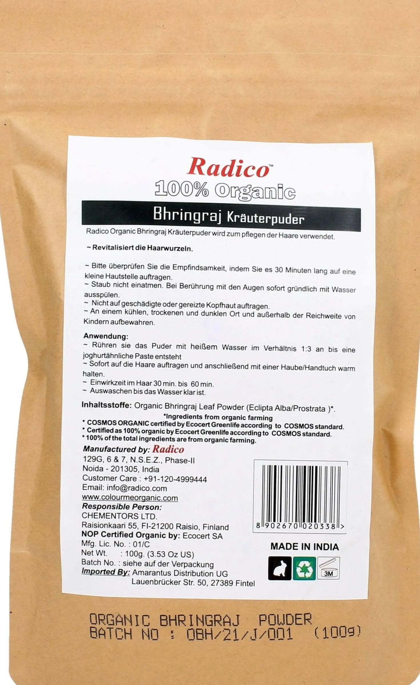 Polvere di Bhringraj Bio, 100 g