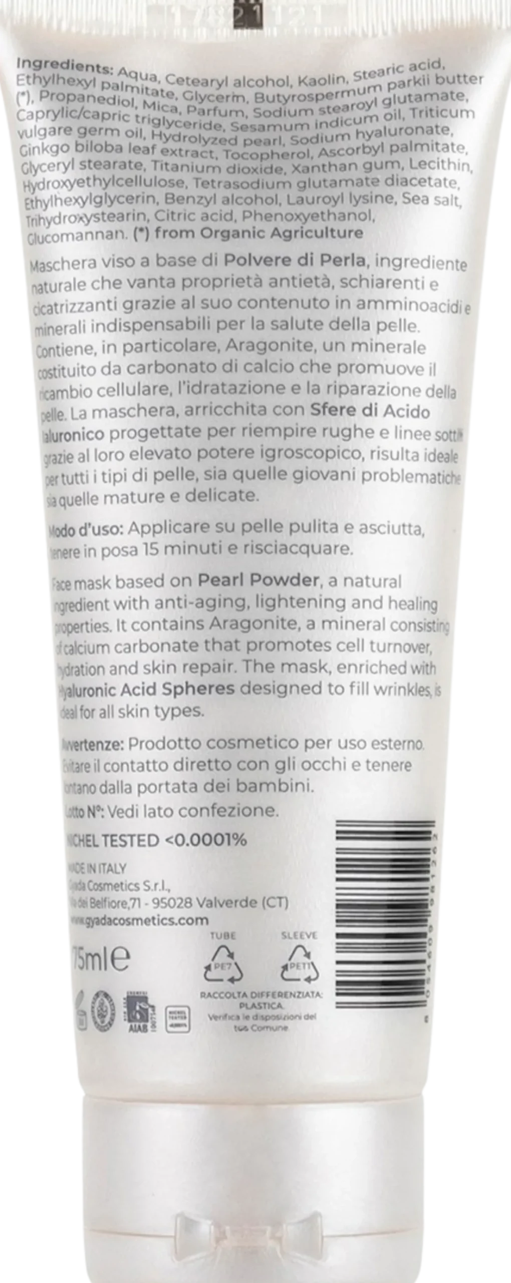 Polvere di Perla - Maschera Viso con Acido Ialuronico, 75 ml