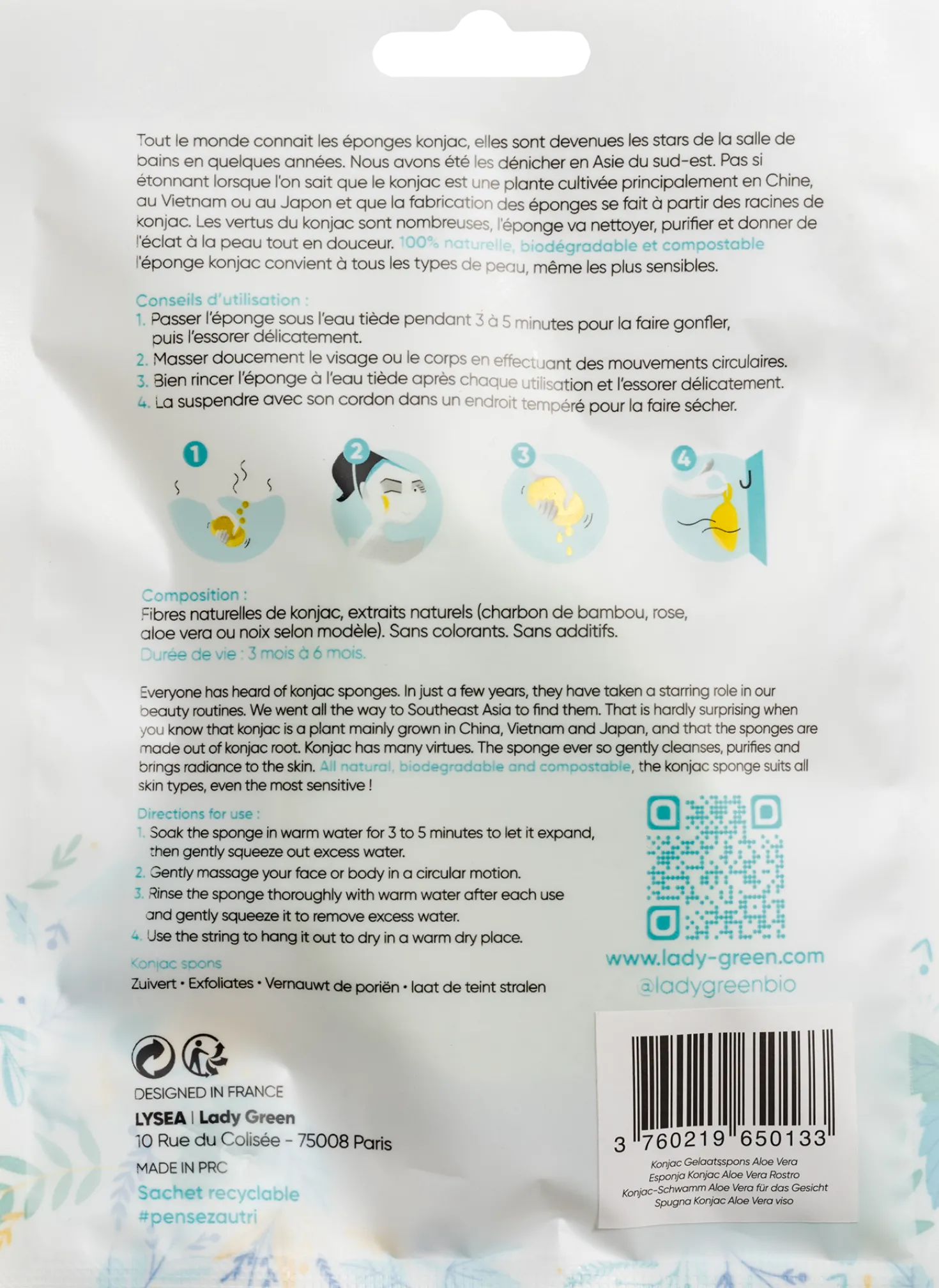 Éponge Merveilleuse Konjac Face Sponge Aloe Vera