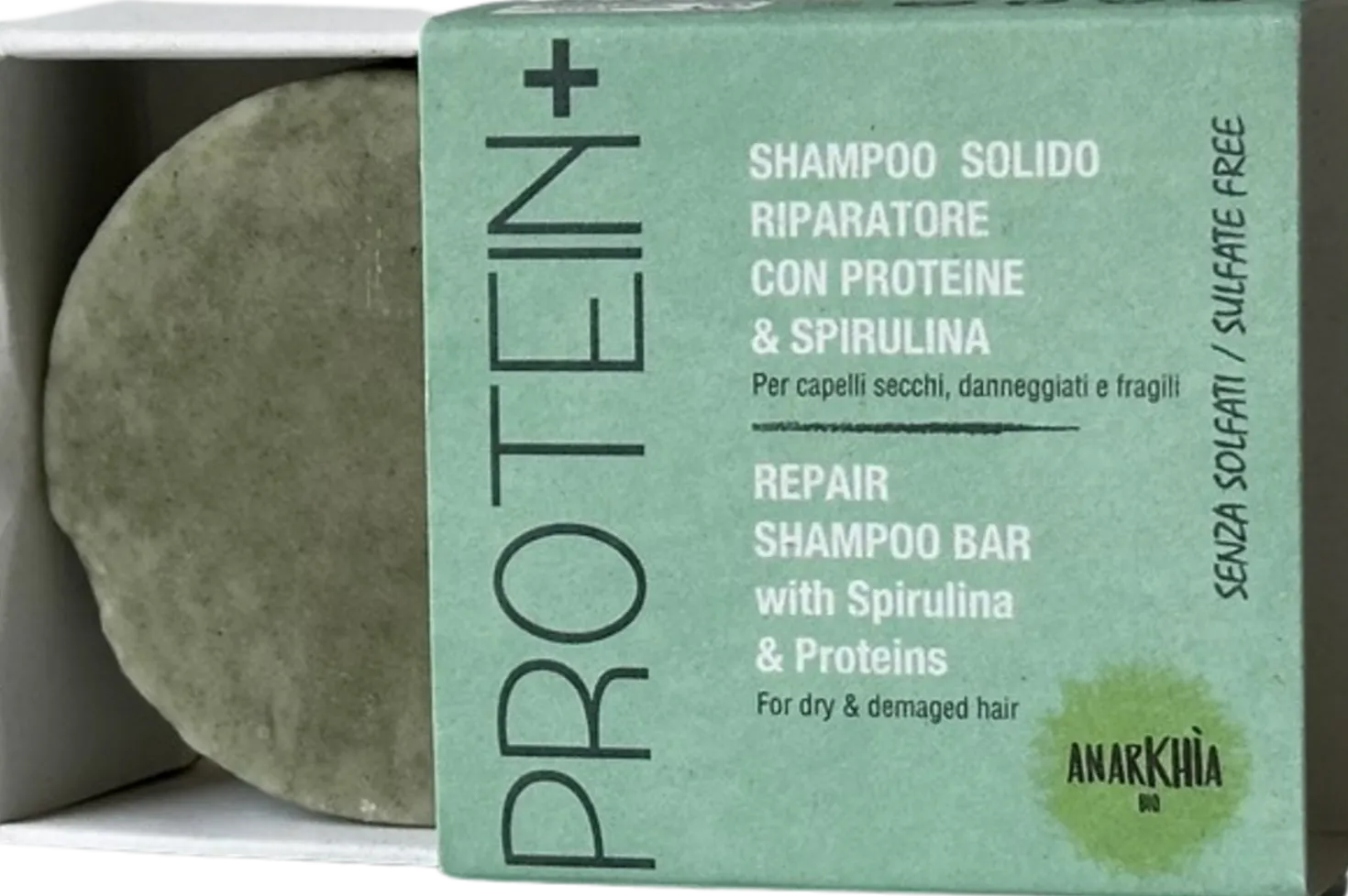 Protein+ Shampoo Solido Riparatore con Proteine e Spirulina, 55 g