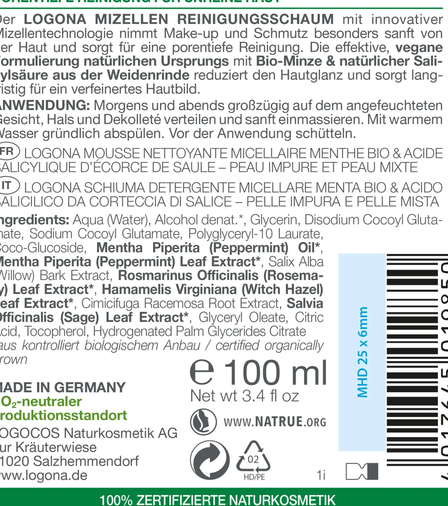 purify Schiuma Detergente Micellare, 100 ml