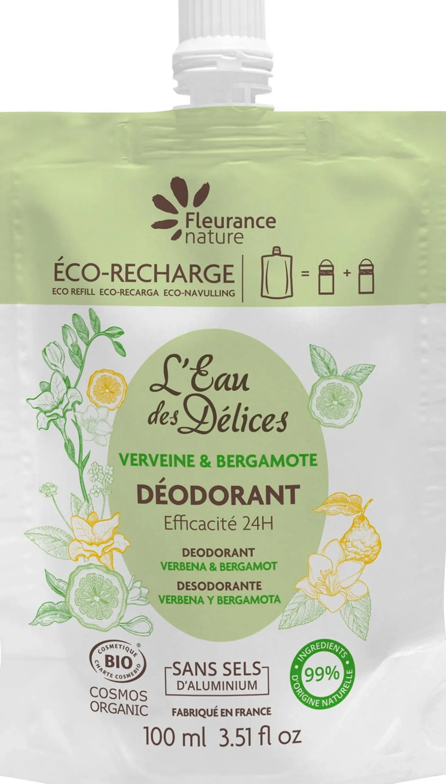 Refill L'Eau des Délices Deodorant Verbena & Bergamot, 100 ml