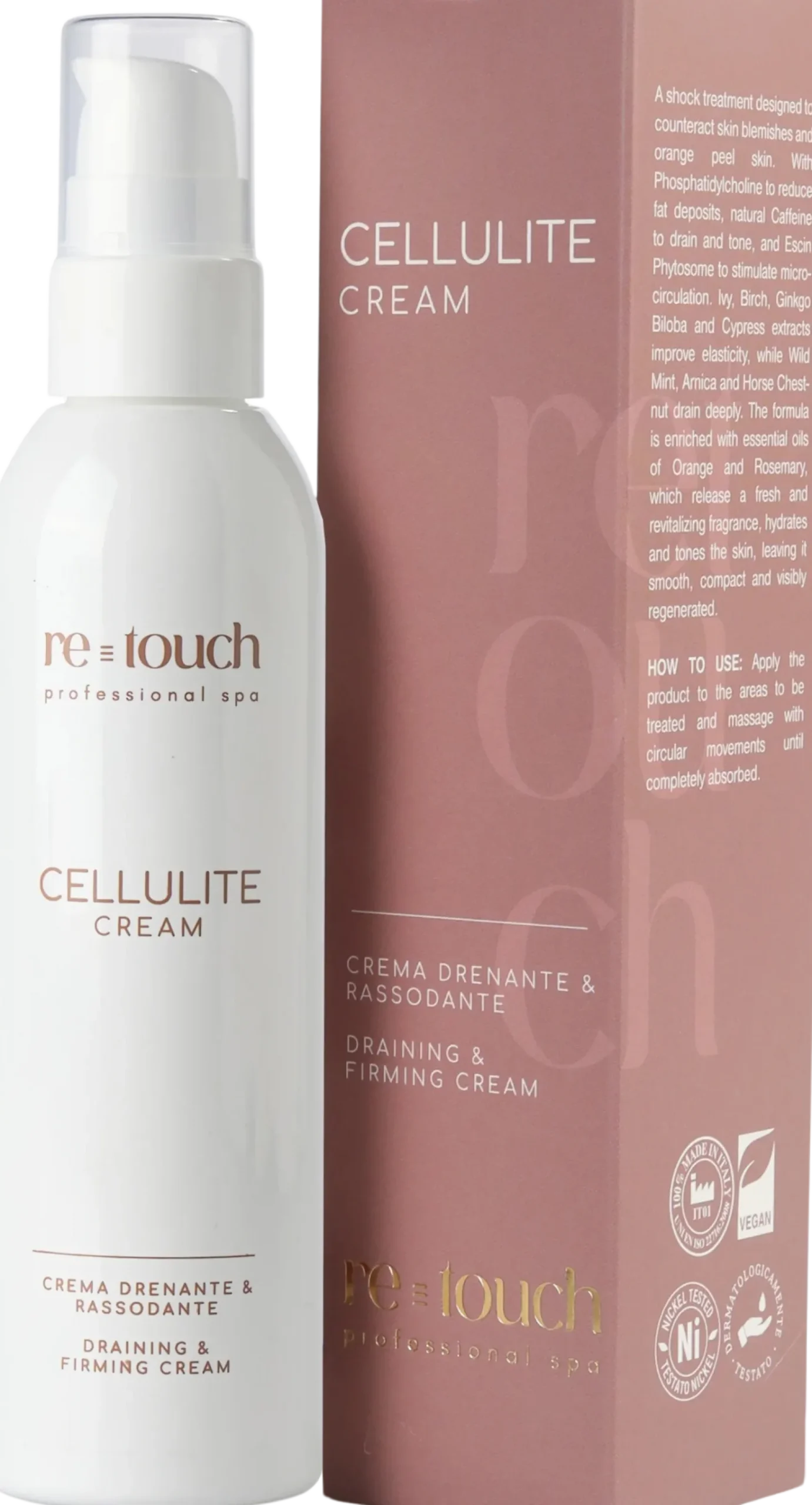 re-touch Cellulite Cream, Crema Drenante e Rassodante, 200 ml
