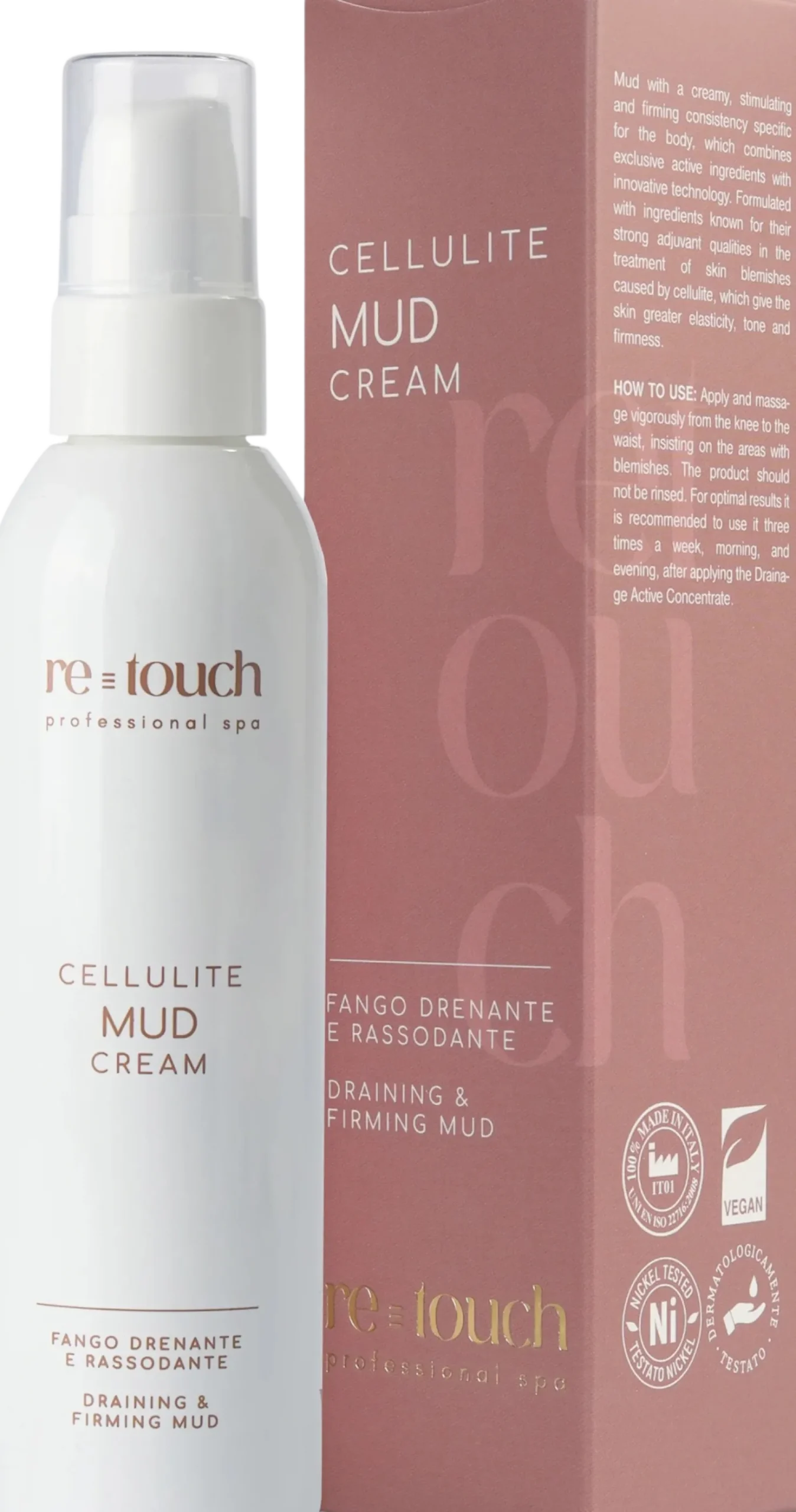 re-touch Cellulite Mud Cream, Fango Drenante e Rassodante, 200 ml