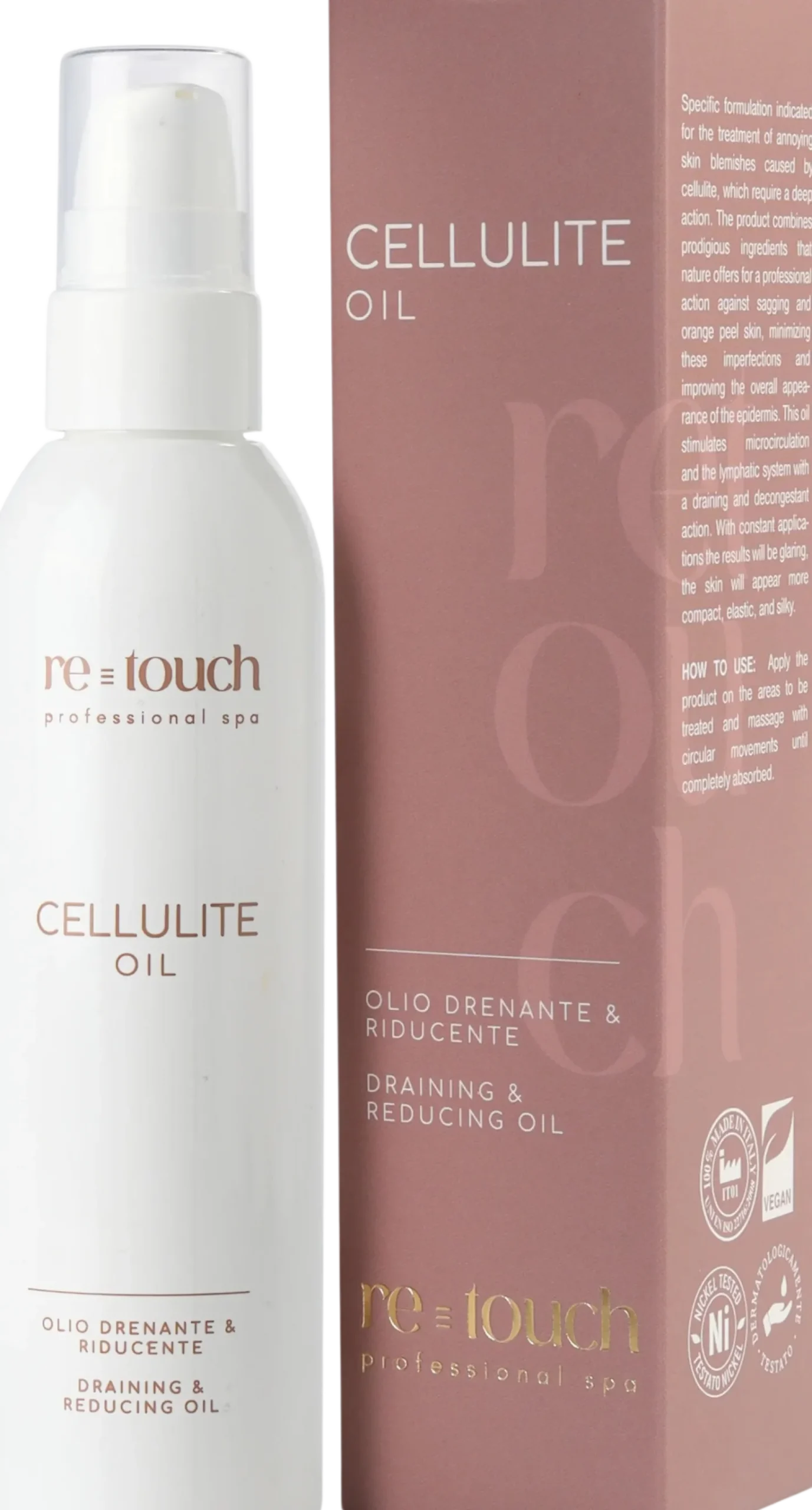 re-touch Cellulite Oil, Olio Drenante e Riducente, 200 ml
