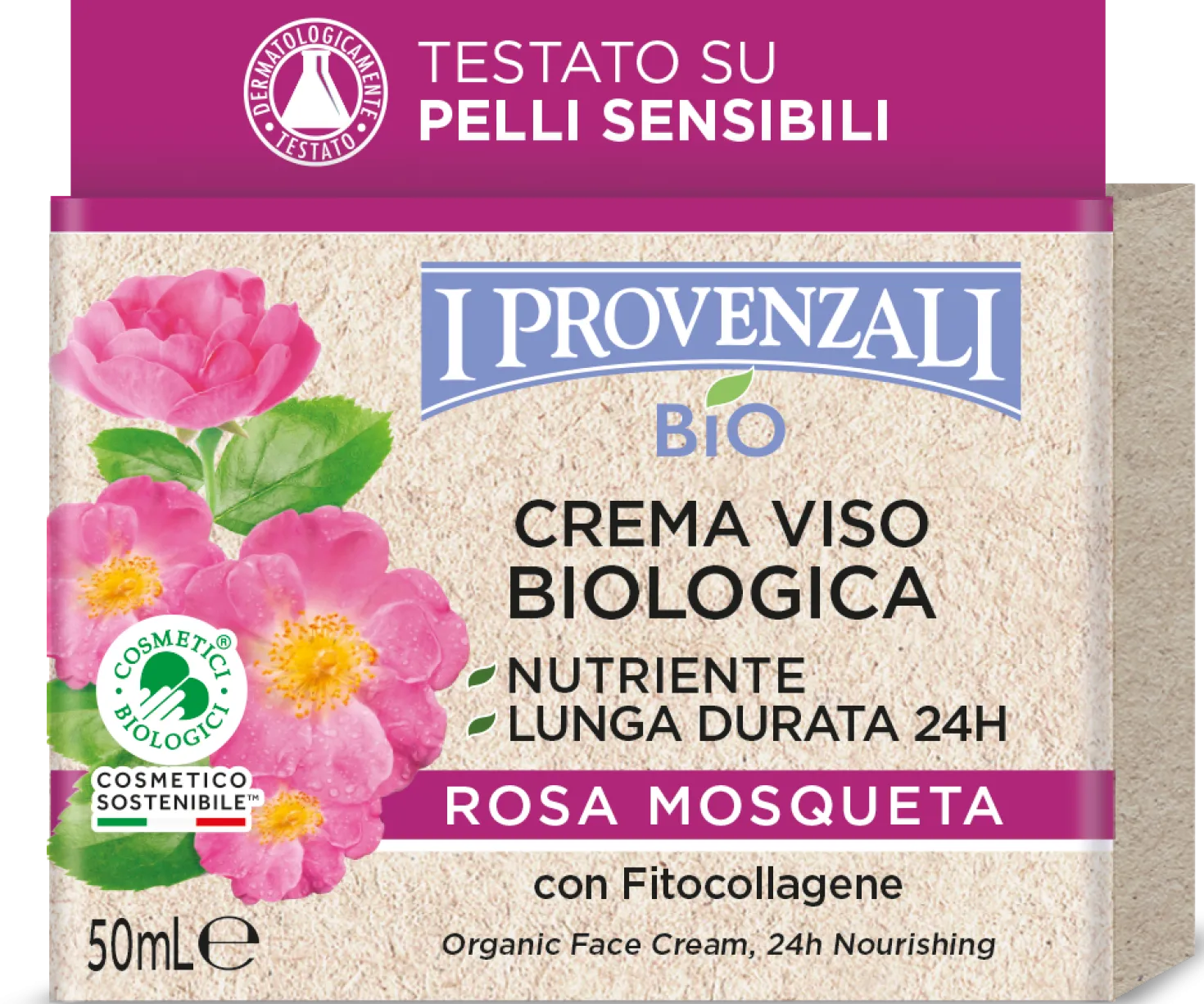 Rosa Mosqueta Crema Viso 24h Biologica Nutriente, 50 ml