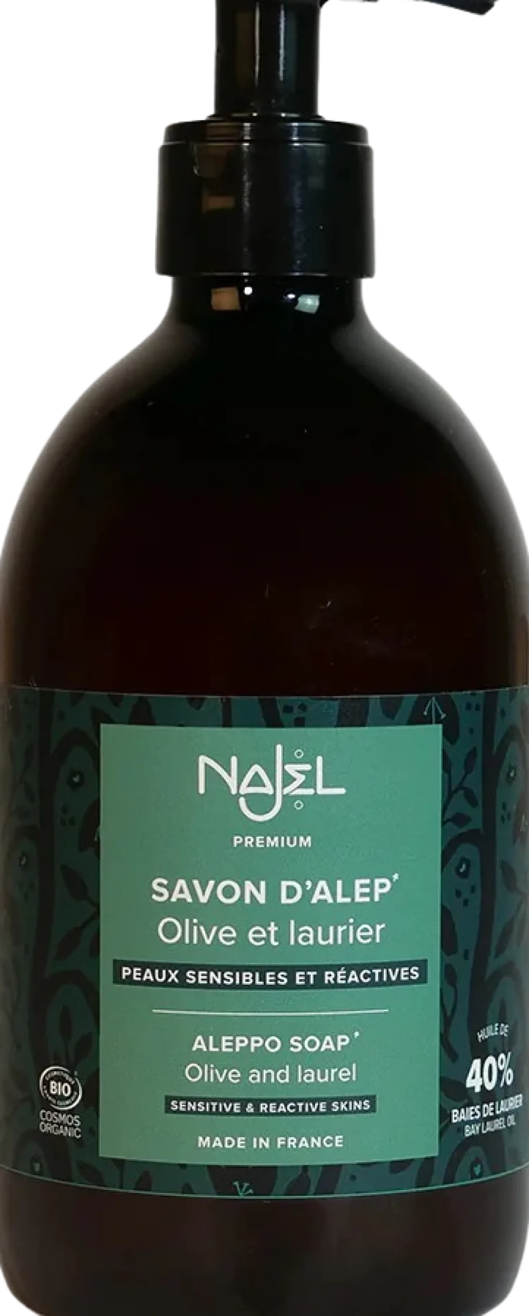 Sapone di Aleppo Liquido con il 40% di Olio di Alloro, 500 ml