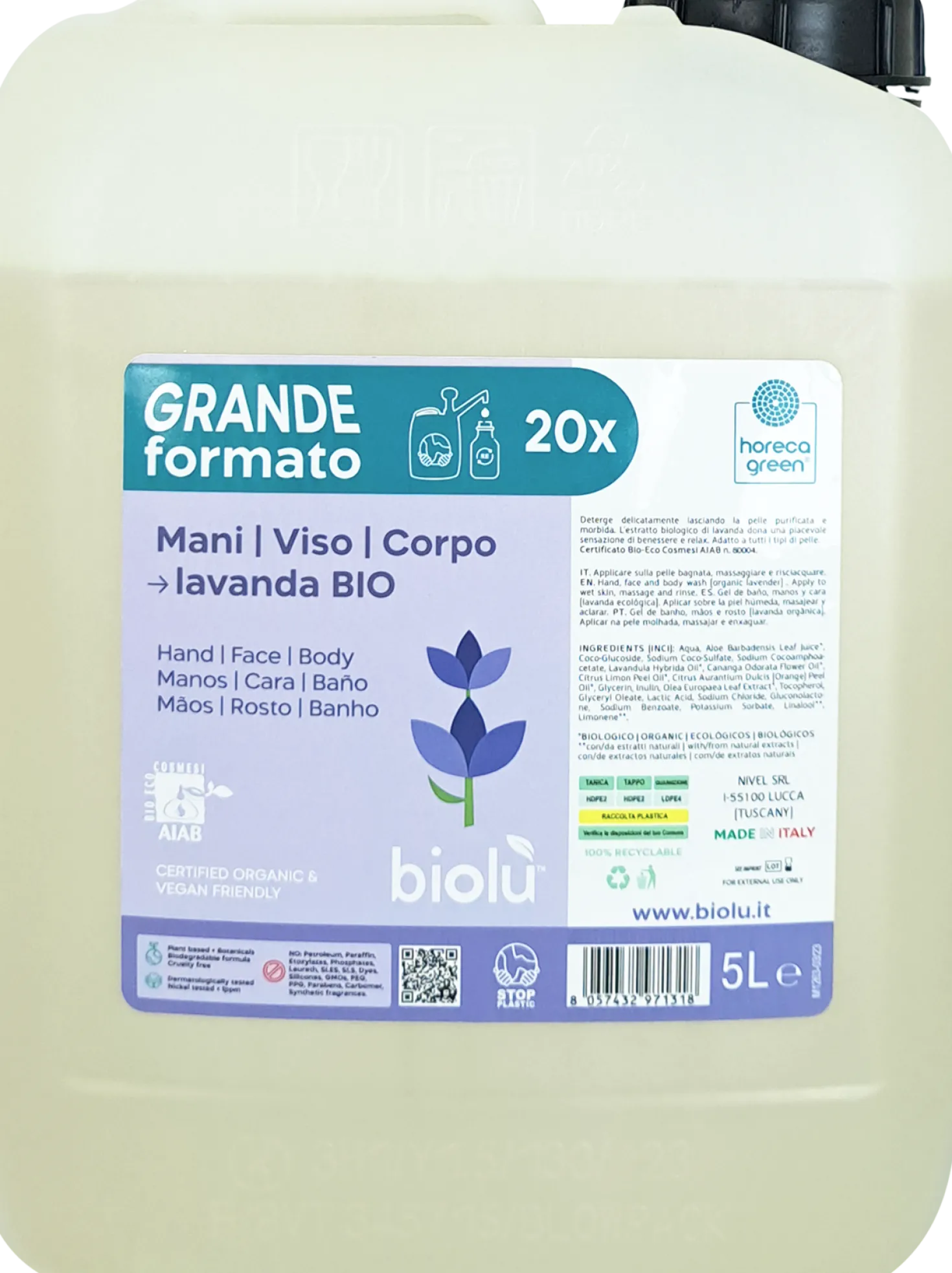 Sapone Mani, Viso e Corpo alla Lavanda, 5 L