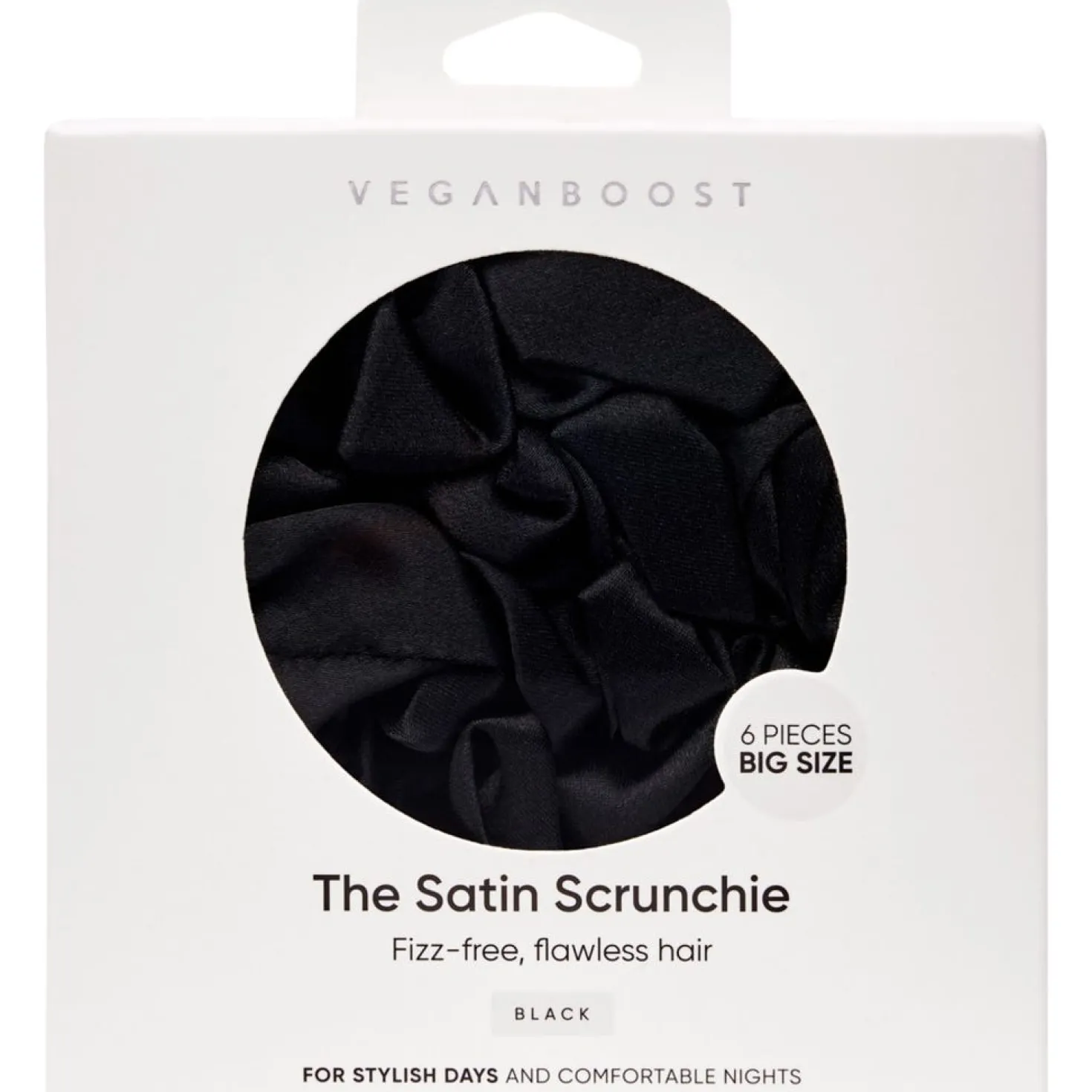 Scrunchie in Raso, Grandi, Bianco (6 pezzi)