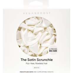 Scrunchie in Raso, Grandi, Bianco (6 pezzi)