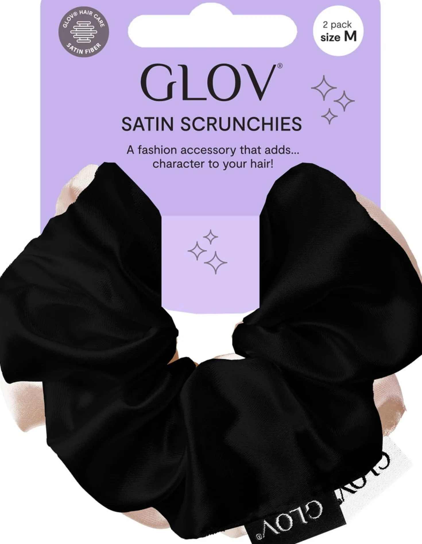 Scrunchies 2 Pack M, Champagne/Black