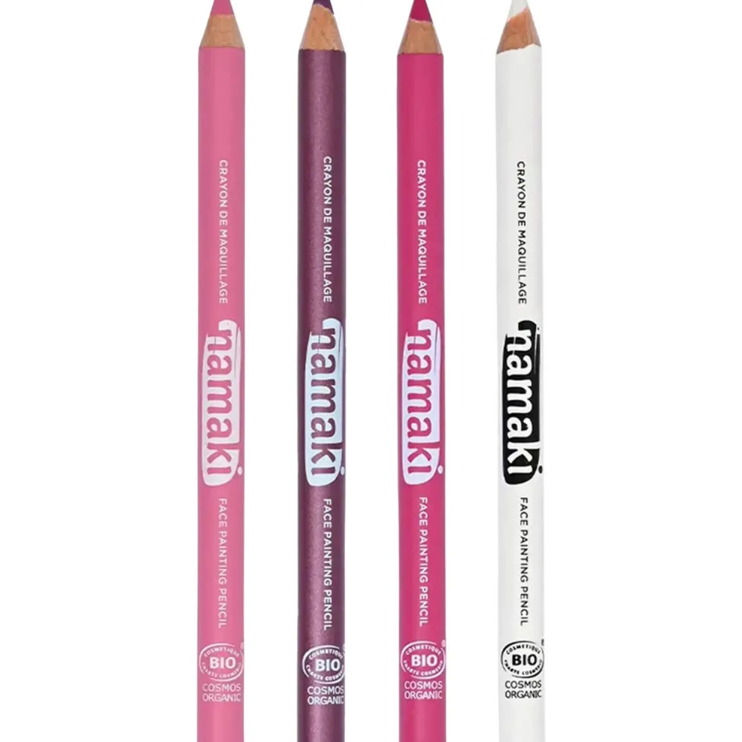 Set of 4 Face Painting Slim Pencils, Argento/Nero/Oro/Bianco