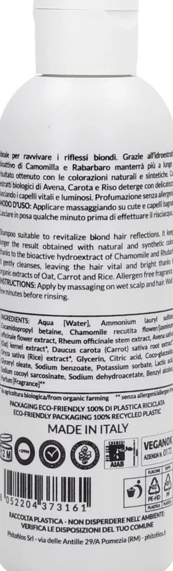 Shampoo Riflesso Biondo con Camomilla e Rabarbaro , 200 ml