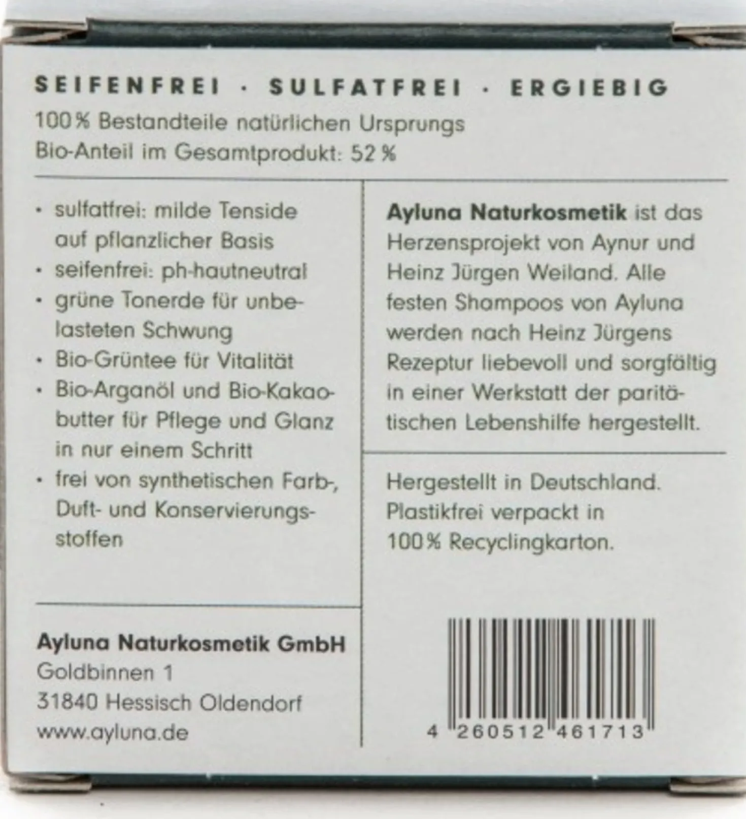 Shampoo Solido - Argilla Verde e Tè Verde Bio, 60 g
