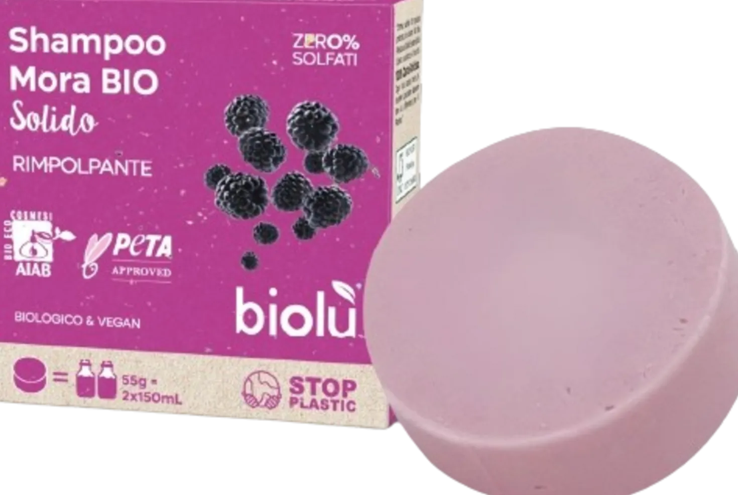 Shampoo Solido, Mora (55 g)