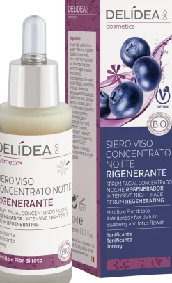 Siero Viso Notte Concentrato e Rigenerante Mirtillo & Fiore di Loto, 30 ml