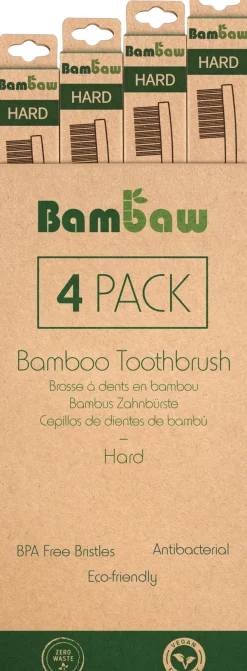 Spazzolino da Denti in Bambù - Duro, 4 pezzi