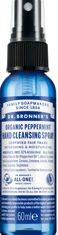 Spray Igienizzante Mani alla Menta Piperita Bio, 60 ml