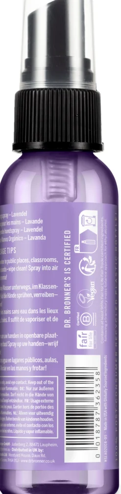 Spray Igienizzante per le Mani alla Lavanda Bio, 60 ml