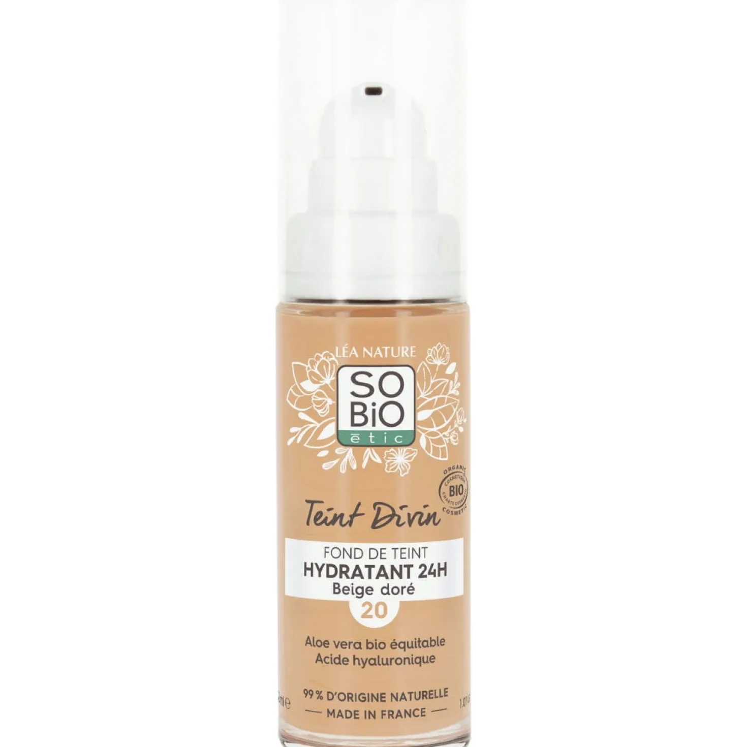 Teint Divin Fondotinta Idratante, N°20 Beige Doré (30 ml)