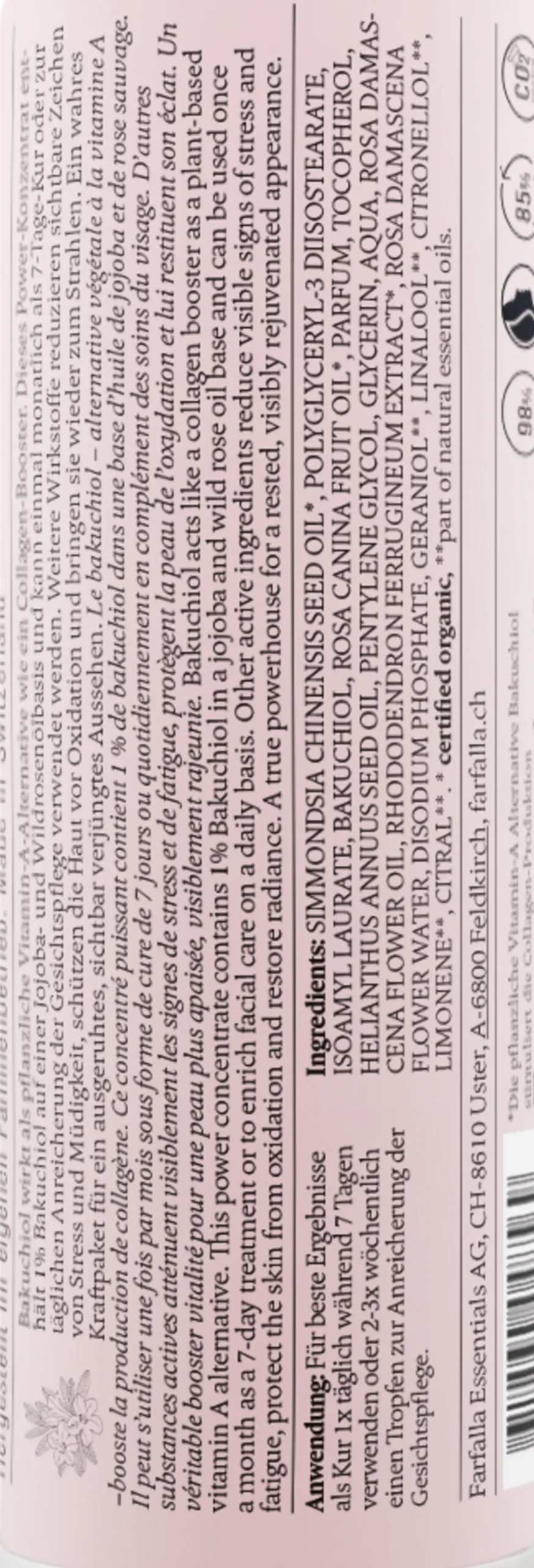 Trattamento Antiage Bakuchiol, Rosa Alpina e Vitamina A+, 15 ml