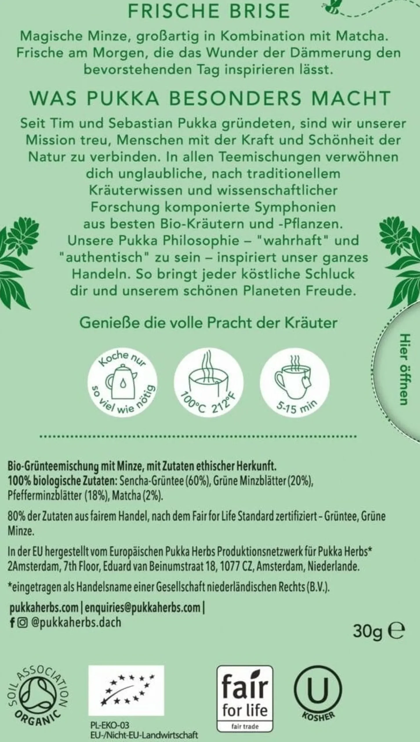 Tè Verde Mint Matcha Green Bio, 20 bustine di tè (30 g)