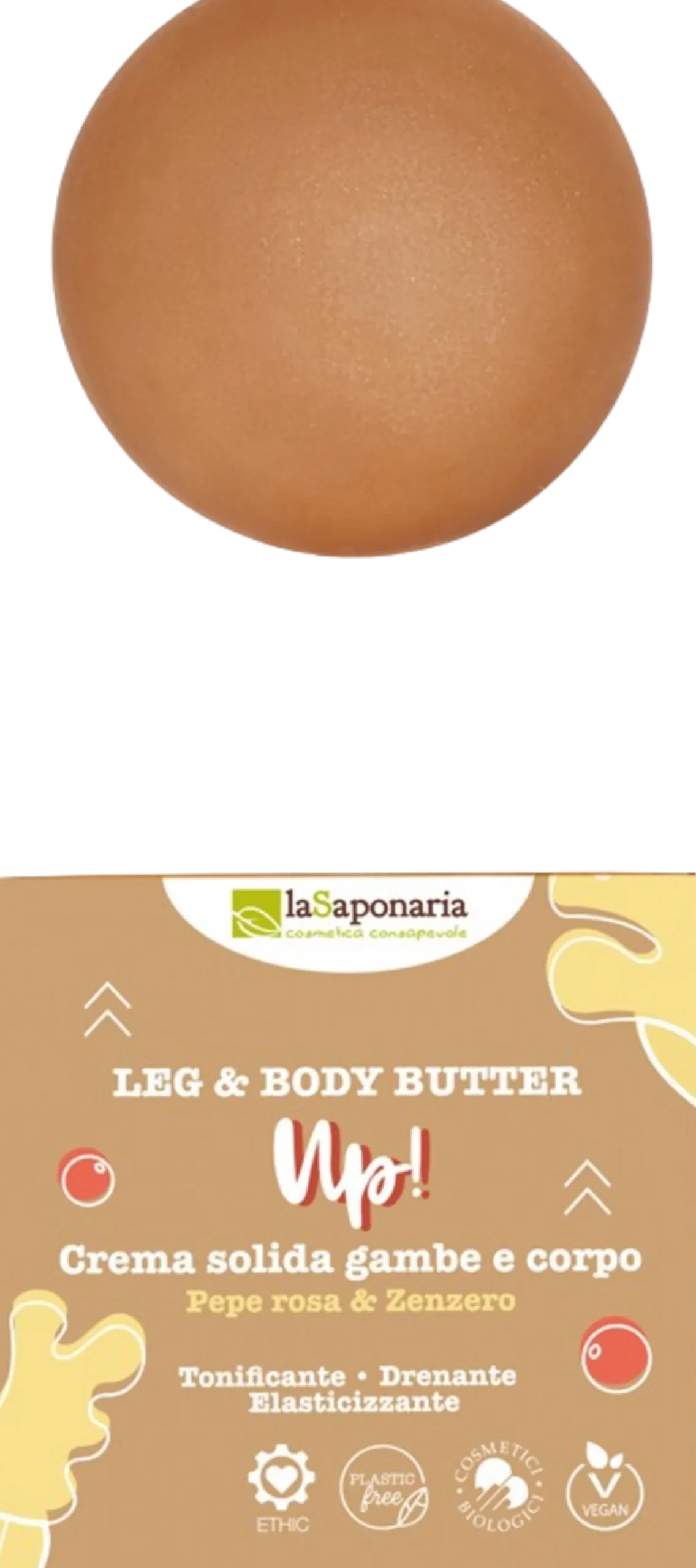 "Up" Crema Solida Gambe e Corpo Pepe Rosa & Zenzero, 80 ml